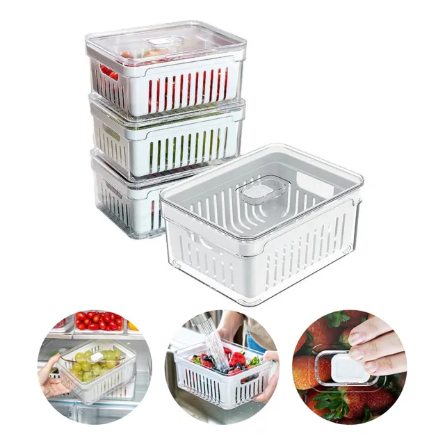 Kit 4 Organizadores Geladeira 2,2 Litros Alimentos Vegetais Transparente