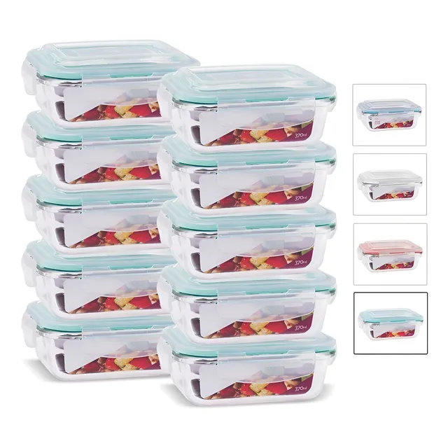 Kit Conjunto 10 Potes Vidro Hermético Marmita Tampa 370ml