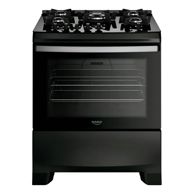 Fogão 5 Bocas Dako Supreme Black Glass Digital Bivolt Cor Preto
